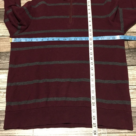 Polo Ralph Lauren Striped 1/4 Zip Pullover Sweatshirt Men’s M Burgundy Gray Soft - Picture 2 of 9